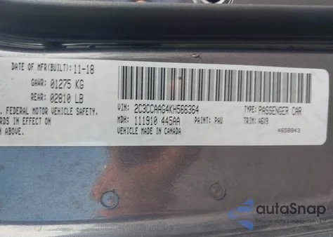 2019 Chrysler 300 Touring L z USA, uszkodzony, nr VIN 2C3CCAAG4KH566364